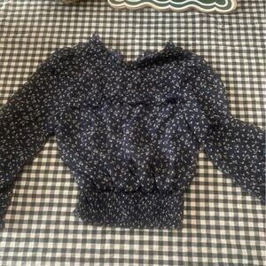 Monteau Dark Blue Floral Blouse